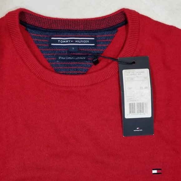 Tommy Hilfiger Pima Cotton Cashmere Pullover Jumper Sweater Red Men's Size Small - Picture 3 of 5